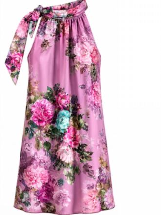 Karmamia Womens Satin Halter Top In Violet Floral