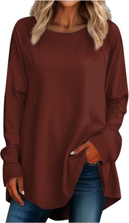 Generic Valentines Day Gifts, Long Coat for Women Winter Coats UK Tops Womens Casual Plus Sizelong Sleeved Round Neck T-Shirt Top Pullover Chunky Cardigans fo