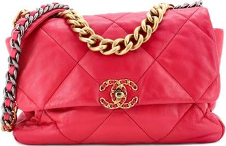 Chanel Borsa a tracolla 19 grande in pelle trapuntata con battente - Rosa