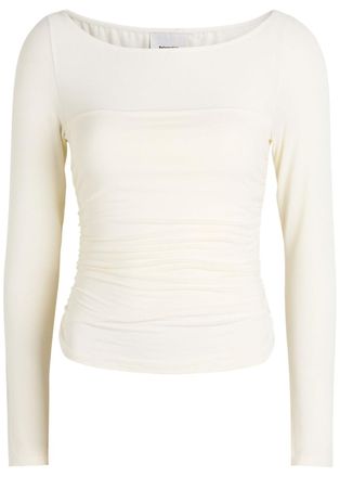 Reformation Julian Ruched Stretch-knit top - Ivory - L (UK14 / L)