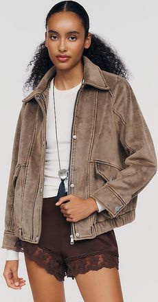 Pilcro Aviator Faux Suede Jacket