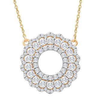 Pompeii3 1Ct TW Diamond Circle Pendant Womens Lab Grown 18mm Wide 18 Necklace