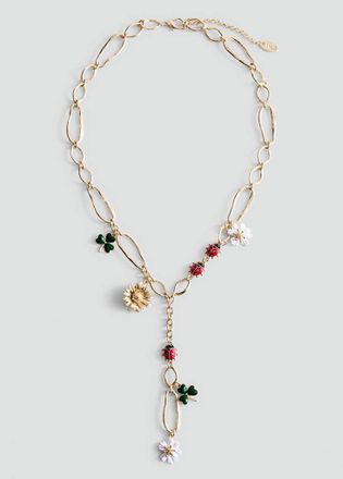 Mango Collana perline fiori oro - Donna - Taglia unica - MANGO