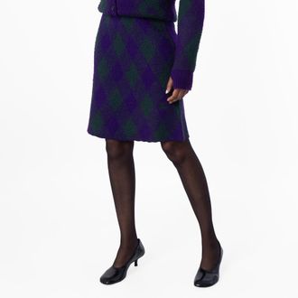 Burberry Vintage Check Frayed-Edge Wool Skirt, Size XX-Small
