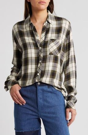 Rails Hunter Plaid Herringbone Button-Up Shirt in Ivory Olive Ash at Nordstrom Rack, Size 2X