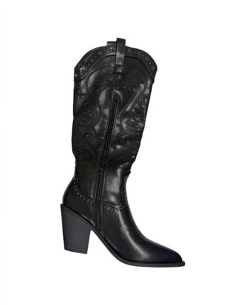 Top Moda Womens Studded Cowgirl Boots In Black