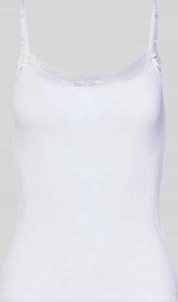 Review Slim Fit Top mit Spitzenbesatz in Weiss, Gr&ouml;&szlig;e XL