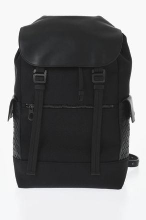 Bottega Veneta Canvas Backpack HI-TECH With Woven Leather Pockets Bottega Veneta
