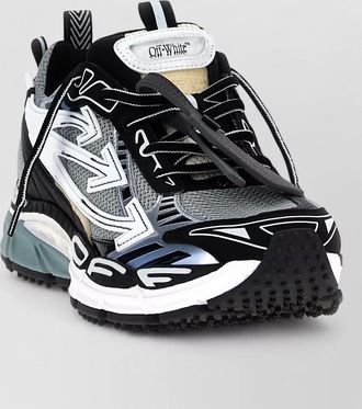 Off-white reflective mesh sneakers contrast panels design
