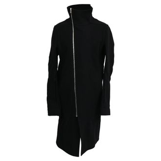 Rick Owens Zip-Up Tubeway Coat in Black Wool