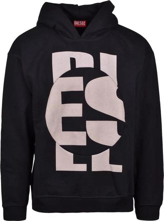 Diesel Black/Beige Cotton Polyester Mens Hoodie