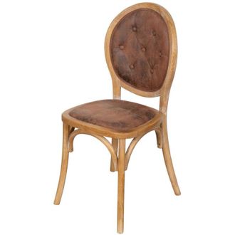 Biscottini International Wooden and Faux Leather Chair with Capitonn&eacute; Backrest for Dining Room Upholstered Armchair for Living Room Bedroom Armchair