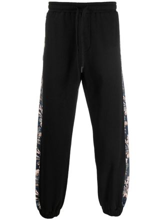 Versace Jeans Couture floral-stripe track pants - men - Cotton/Cotton - S - Black