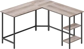 Vasagle Escritorio 140x140 cm de acero y aglomerado de color greige y negro