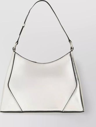 Staud linda metallic finish structured shape shoulder bag