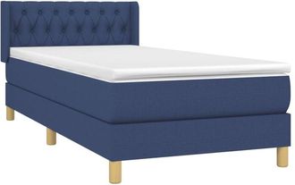 vidaXL Cama Box Spring Con Colch&oacute;n Tela Azul 90x200 Cm Vidaxl
