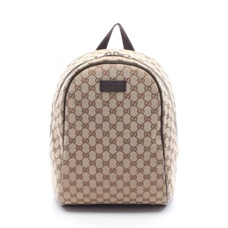 Gucci Gg Canvas Beige Brown Gg Canvas Backpack (Pre-Owned)