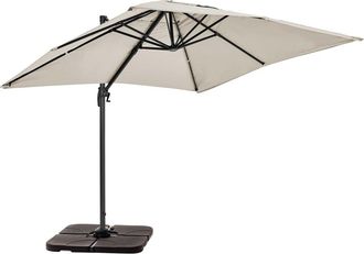 Oviala Parasol desplazado de 2x3 m y 4 losas para llenar de aluminio blanco
