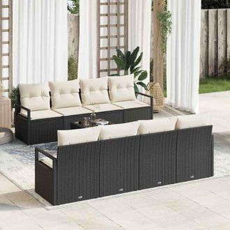 vidaXL Vidaxl - Conjunto De Sof&aacute; De Jard&iacute;n 7 Pcs Negro, Crema 55 X 55 X 37 Cm