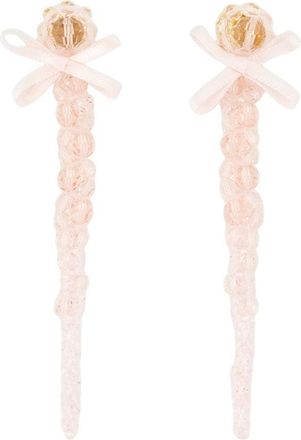 Simone Rocha Womens Petite Bow Drip Earrings Crystal Pink Others Jewelry-Watches