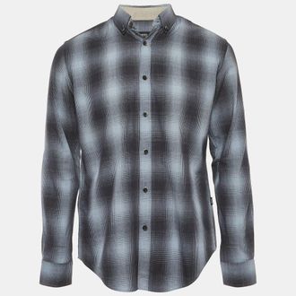 HUGO BOSS Boss By Hugo Boss Grey Plaid Cotton Slim Fit Shirt