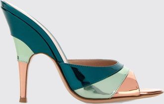 Gianvito Rossi Sandali mules Marea in pelle verniciata con tacco alto e stampa astratta