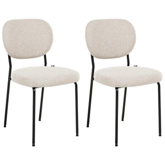 Beliani Beliani - Conjunto De 2 Sillas De Comedor Sin Reposabrazos Dise&ntilde;o Escandinavo Tapizado F&aacute;cil De Limpiar Beige Claro Loleta