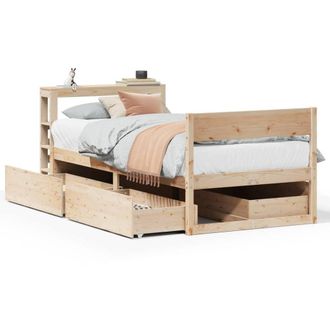 Berkfield Home Bed Frame without Mattress 75x190 cm Small Single Solid Wood Pine in Light Tan