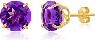 MAX + STONE 14k Yellow or White Gold 9mm Round Large Gemstone Stud Earrings