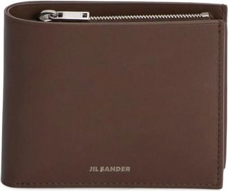Jil Sander embossed zipped leather wallet - men - Calf Leather - One Size - Brown