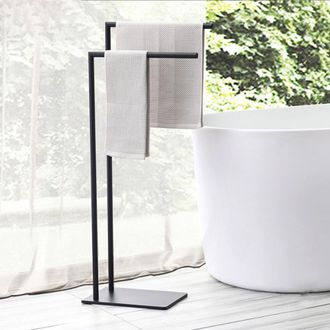 OEM Toallero Doble Independiente De 81x42x20 Cm, Cromado Y Negro, Moderno Y Pr&aacute;ctico Para El Ba&ntilde;o - Otros