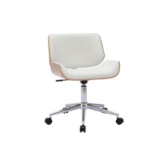 Miliboo Silla De Oficina Blanca Con Madera Clara Rubbens