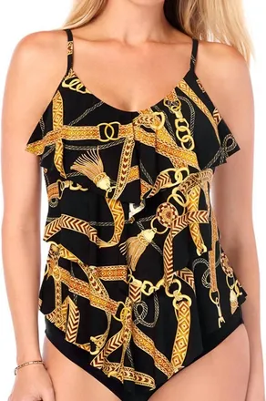 Magic Suit By Miraclesuit Rita Triple Tiered Tankini Top In Black