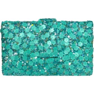 Simitri Floral Sequin Kitsch Clutch in Firozi at Nordstrom