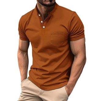 Generic Mens Casual Polo Henley Shirts Short Sleeve Classic Basic Tee Button Collar Summer Golf T-Shirt with Pocket Dressy Casual Business Work Shirts Fashion