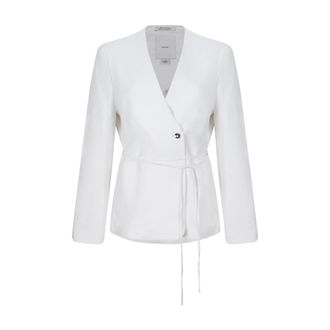 Calvin Klein Blazers, female, White, Size: XS Wrap-Style Tailored Blazer