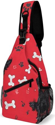 Generic Cute Scottish Terrier Pattern Mens Crossbody Chest Sling Bag for Travel Hiking Lightweight Shoulder Bags with Small Side