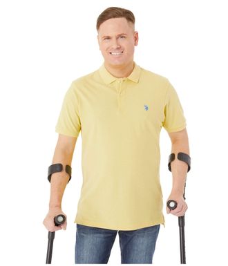 U.S.Polo Association Mens-Classic Polo Shirt Button-Down Short Sleeve Polo Shirt - Yellow - XL