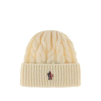 Moncler Cable-knit Ribbed-trim Beanie Hat