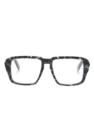 Philipp Plein Eyewear marbled-pattern square-frame glasses - men - Acetate - 55 - Black