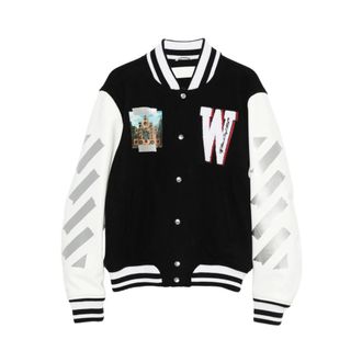 Off-white Bomber Jackets, male, Black, L, Leather Outerwear Off-white