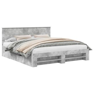 vidaXL Estructura De Cama Con Cabecera Gris Concreto 200 X 200 Cm Vidaxl