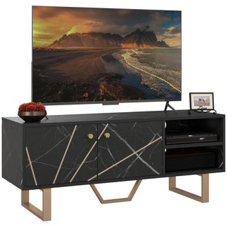HOMCOM TV Unit For Living Room - TV Stand - Black Marble | TJ Hughes