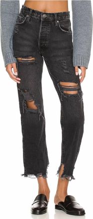 Free People Tapered Baggy Boyfriend Jeans In Obsidian