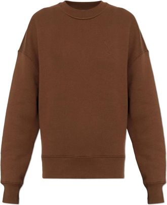 Ami De Coeur Katoenen Ronde Hals Sweater - Dames - Sweatshirts - Bruin - S - Katoen - Hoodies & sweatvesten