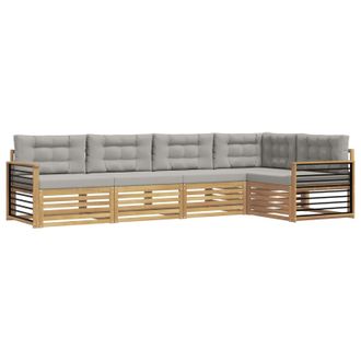 vidaXL Conjunto De Sof&aacute;s De Exterior 6 Pcs Blanco Y Gris Claro Vidaxl