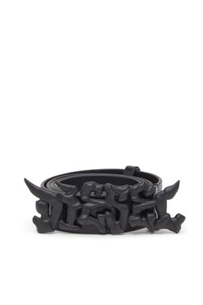 Diesel 3.5cm pull-up leather belt with graffiti buckle - Belts - Unisex - Black