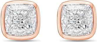 Diana M. Jewels 14KT ROSE GOLD LAB GROWN CUSHION CUT STUDS IN A BEZEL SETTING WEIGHING 9.00 CTS TW