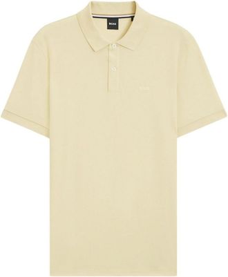 HUGO BOSS Light Yellow Solid Shirt Collar Polo