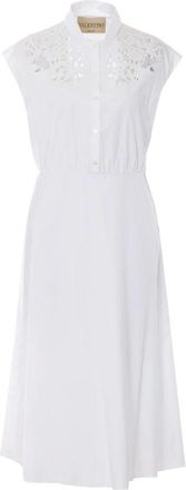 Valentino Garavani Vestido Midi Bordado de Popel&iacute;n - Dresses - Mujer - Blanco - S
